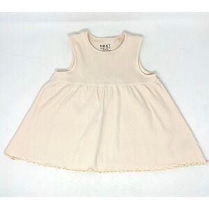 NEXT Girls‎ Pink Summer Dress 4-5 Yrs Sleeveless Lettuce Hem Coastal Preppy
